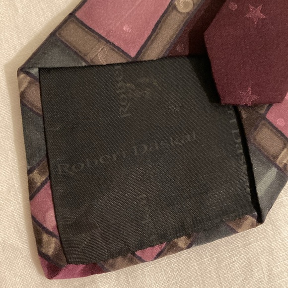 Robert Daskal hand painted silk tie signed cross stars - Picture 9 of 16